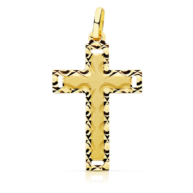 18K Carved Cross Without Christ 28x17 mm