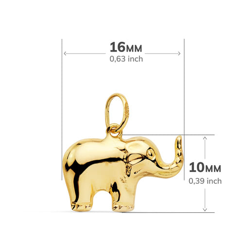 18K Smooth Elephant Pendant 16x10 mm