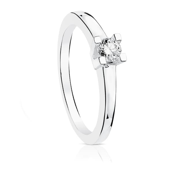 18K Solitaire White Gold Diamond Brilliant Cut 0.200 Carats Si-H