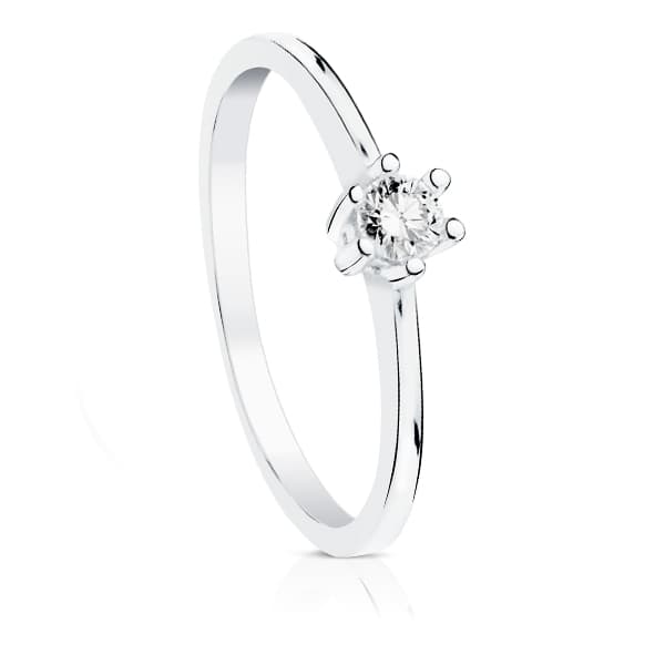 18K White Gold Solitaire Brilliant Cut Diamond 0.100 Qts. Si-H
