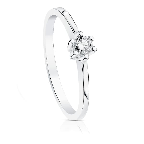18K White Gold Brilliant Cut Diamond Solitaire 0.150 Cts. Si-H