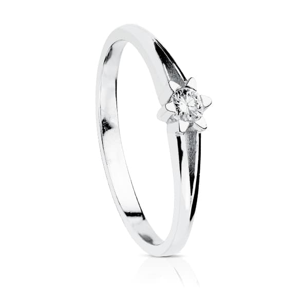 18K Solitaire Diamonds Brilliant Cut White Gold 0.100 Carats Si-H
