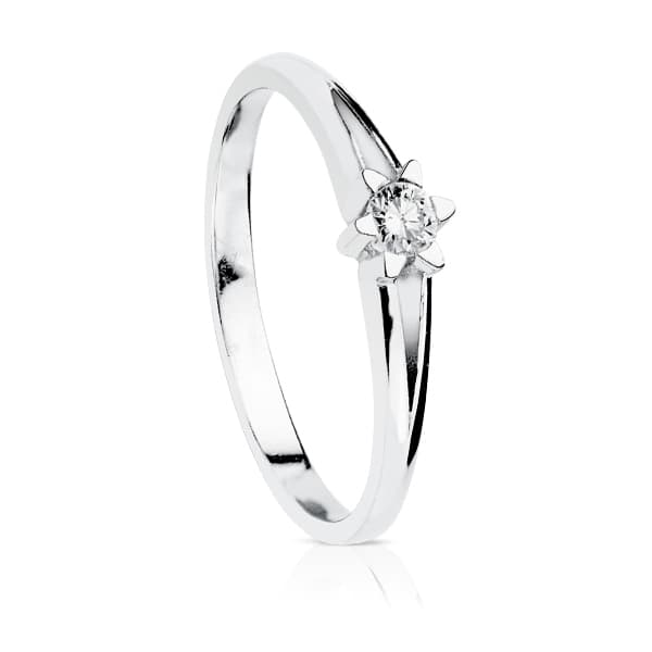 18K White Gold Brilliant Cut Diamond Solitaire 0.150 Cts. Si-H