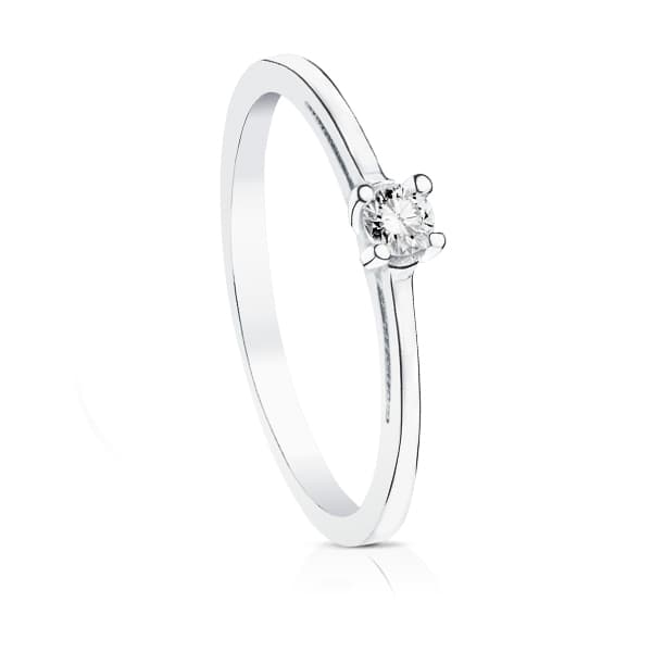 Solitaire diamant 18K taille brillant or blanc 0,100 Qts. Si-H