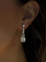 Small Silver Bridal Earrings with Leaves and Teardrops