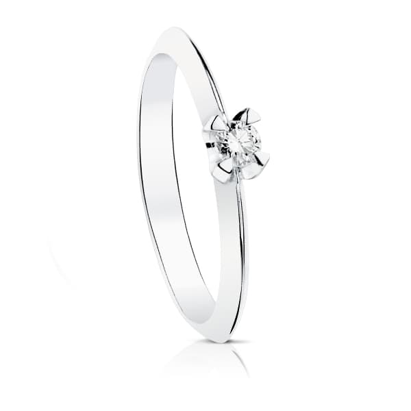 18K White Gold Solitaire Brilliant Cut Diamond 0.100 Qts. Si-H