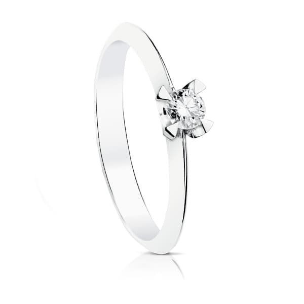 18K Solitaire Diamond Brilliant Cut White Gold 0.150 Carats Si-H