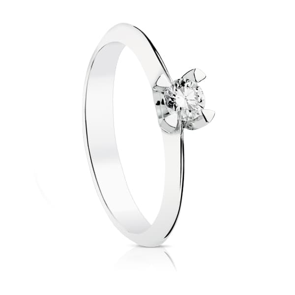 Solitaire diamant 18K taille brillant or blanc 0,200 Qts. Si-H