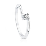 18K White Gold Solitaire Brilliant Cut Diamond 0.100 Qts. Si-H