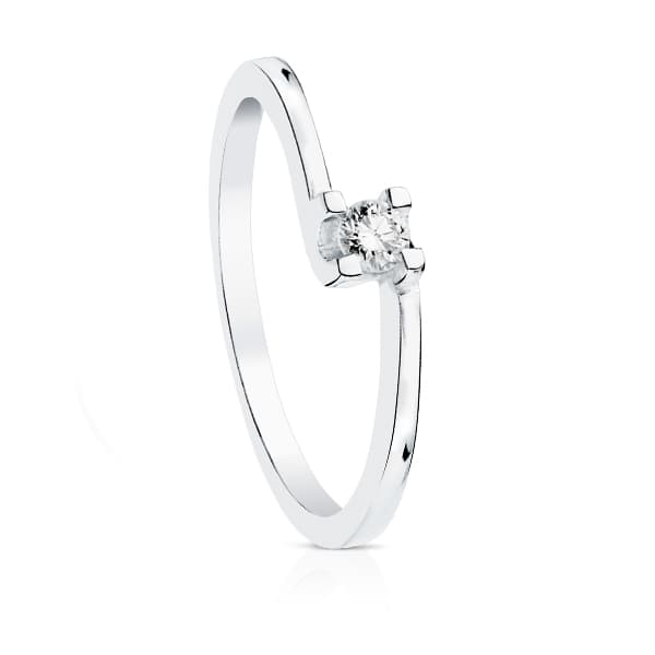 18K White Gold Solitaire Brilliant Cut Diamond 0.100 Qts. Si-H