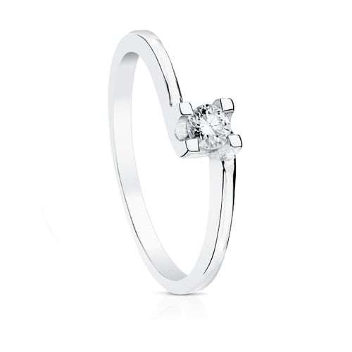 18K White Gold Brilliant Cut Diamond Solitaire 0.150 Cts. Si-H
