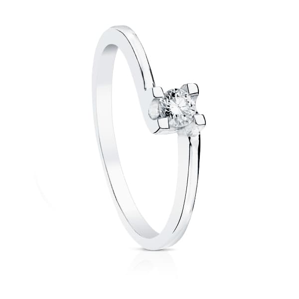 18K White Gold Brilliant Cut Diamond Solitaire 0.150 Cts. Si-H