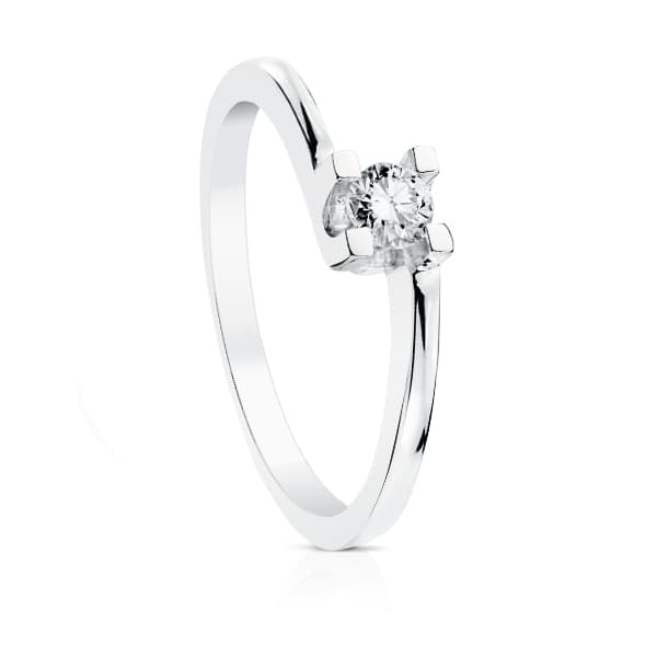18K Solitaire Diamond Brilliant Cut White Gold 0.200 Carats Si-H