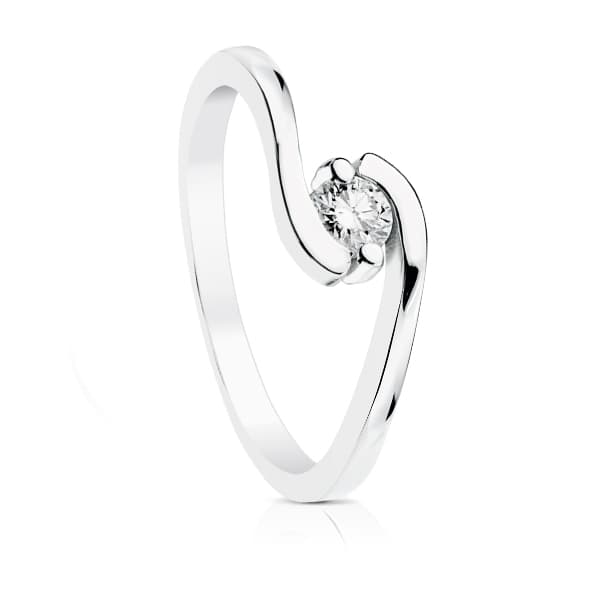 18K Solitaire Diamond Brilliant Cut White Gold 0.200 Carats Si-H