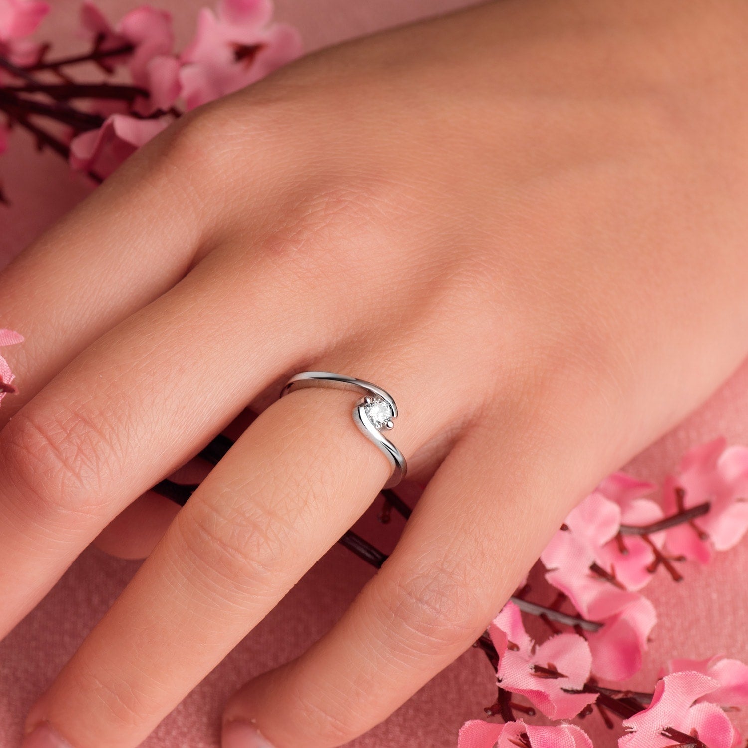 18K Solitario Diamante Talla Brillante Oro Blanco 0.200 Qts. Si-H