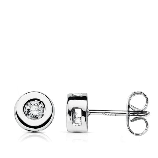 18K White Gold Earrings Brilliant Cut Diamonds 0.16 Qts. 6 mmh-Si