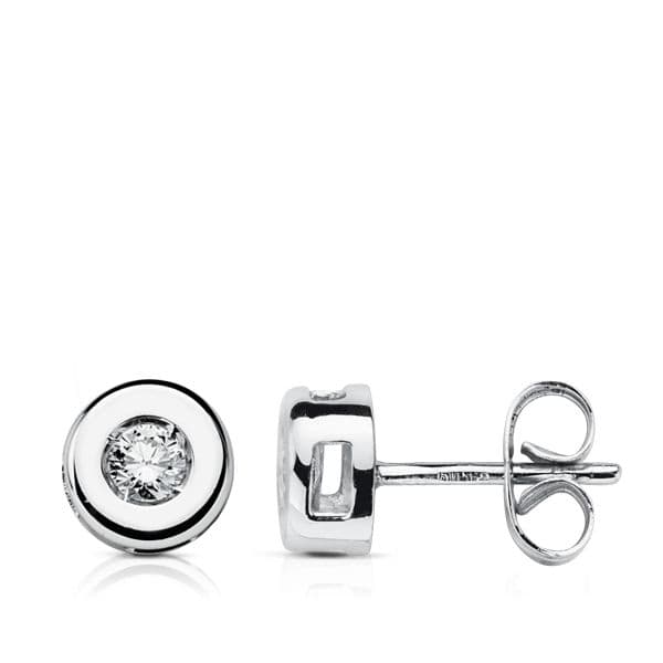 18K White Gold Earrings Diamonds 6.5 mm 0.220 Qts. H-Si