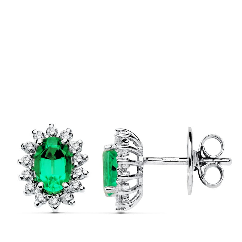 18K White Gold Earrings Emerald 0.78 Qts. Diamonds 0.28 Qts. Si-H