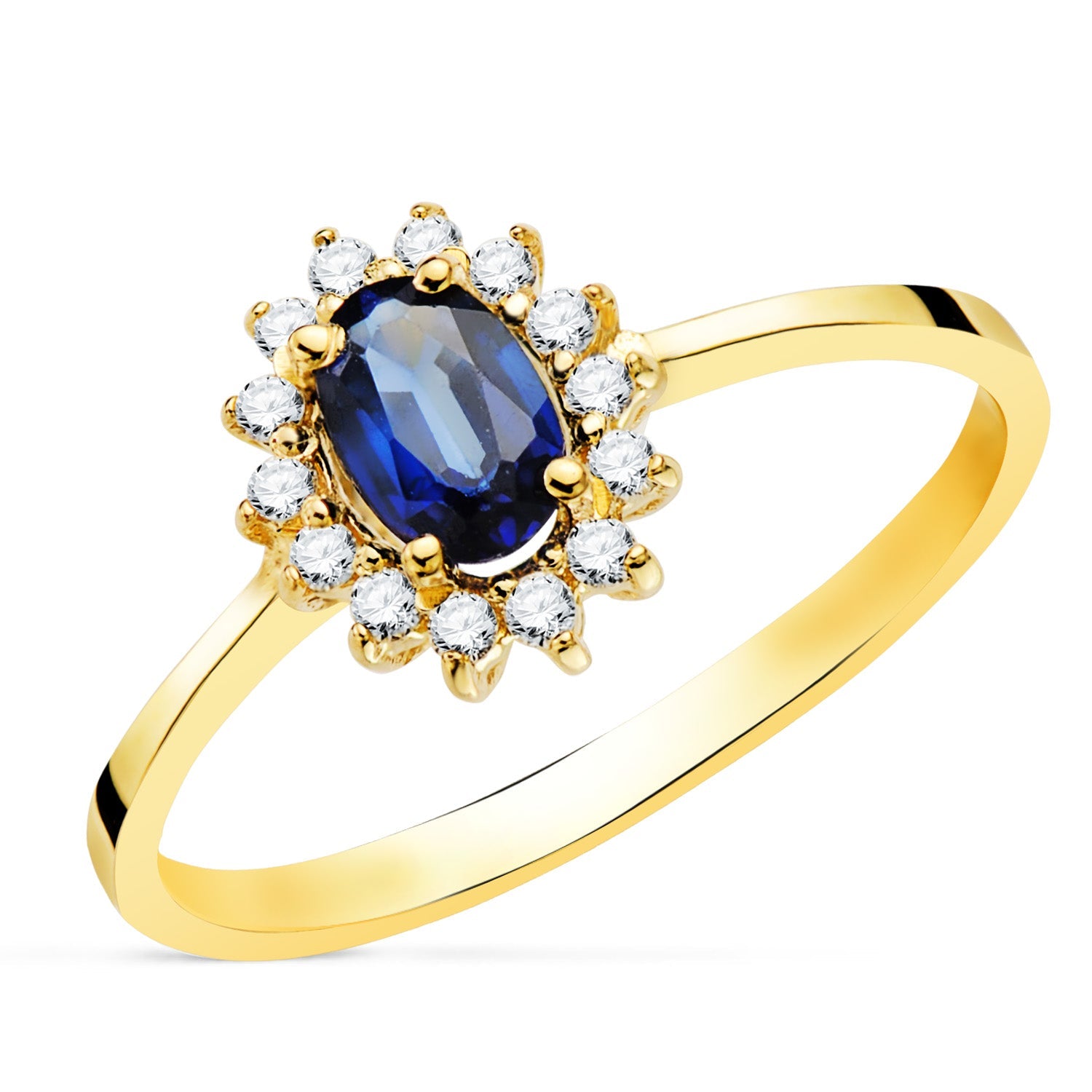 18K Yellow Gold Ring Sapphire 0.62 Cts. Diamonds 0.140 Cts. Si-H