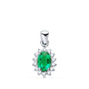 18K O.White Emerald Pendant 0.39 Qt. 14 Diamonds 0.14 Qts. Yes-H. 10x8mm
