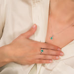 18K O.White Emerald Pendant 0.39 Qt. 14 Diamonds 0.14 Qts. Yes-H. 10x8mm