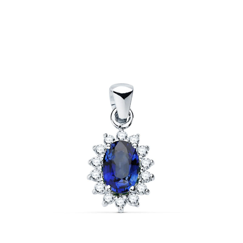 18K O.White Sapphire Pendant 0.62 Qt. 14 Diamonds 0.14 Qts. Yes-H. 10x8mm