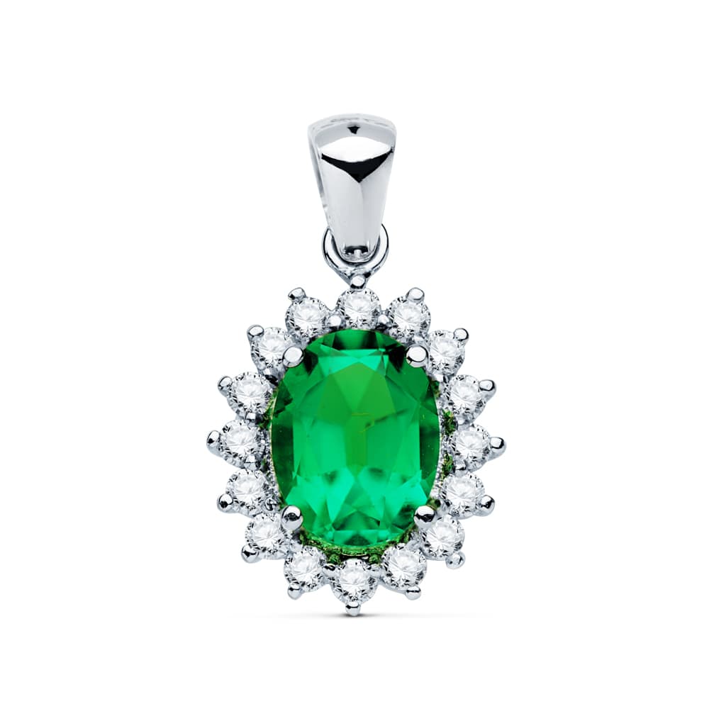 18K White Gold Pendant Emerald 1.74 Qts. Diamonds SI-H 0.42 Qte