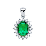 18K White Gold Pendant Emerald 1.74 Qts. Si-H Diamonds 0.42 Qte