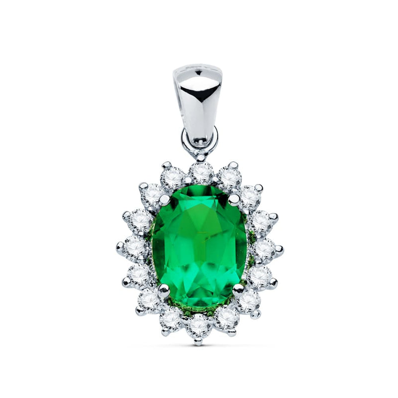 18K White Gold Pendant Emerald 1.74 Qts. Si-H Diamonds 0.42 Qte