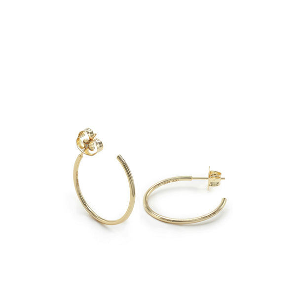 Pendientes aro de plata diseño fino y elegante modelo dorado 25 mm