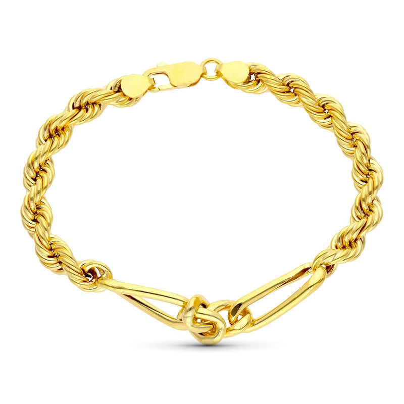 18K Yellow Gold Salomonico Alternating Cartier Link Bracelet 20 cm 6.5 mm