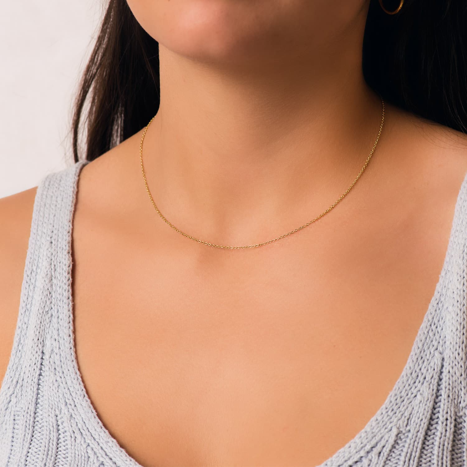 18K Solid Forced Chain 40 cm 1.2 mm