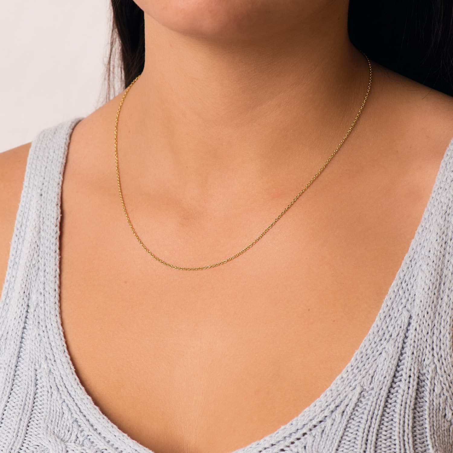 18K Yellow Gold Solid Forced Chain Width: 1.2mm Length: 45 cm