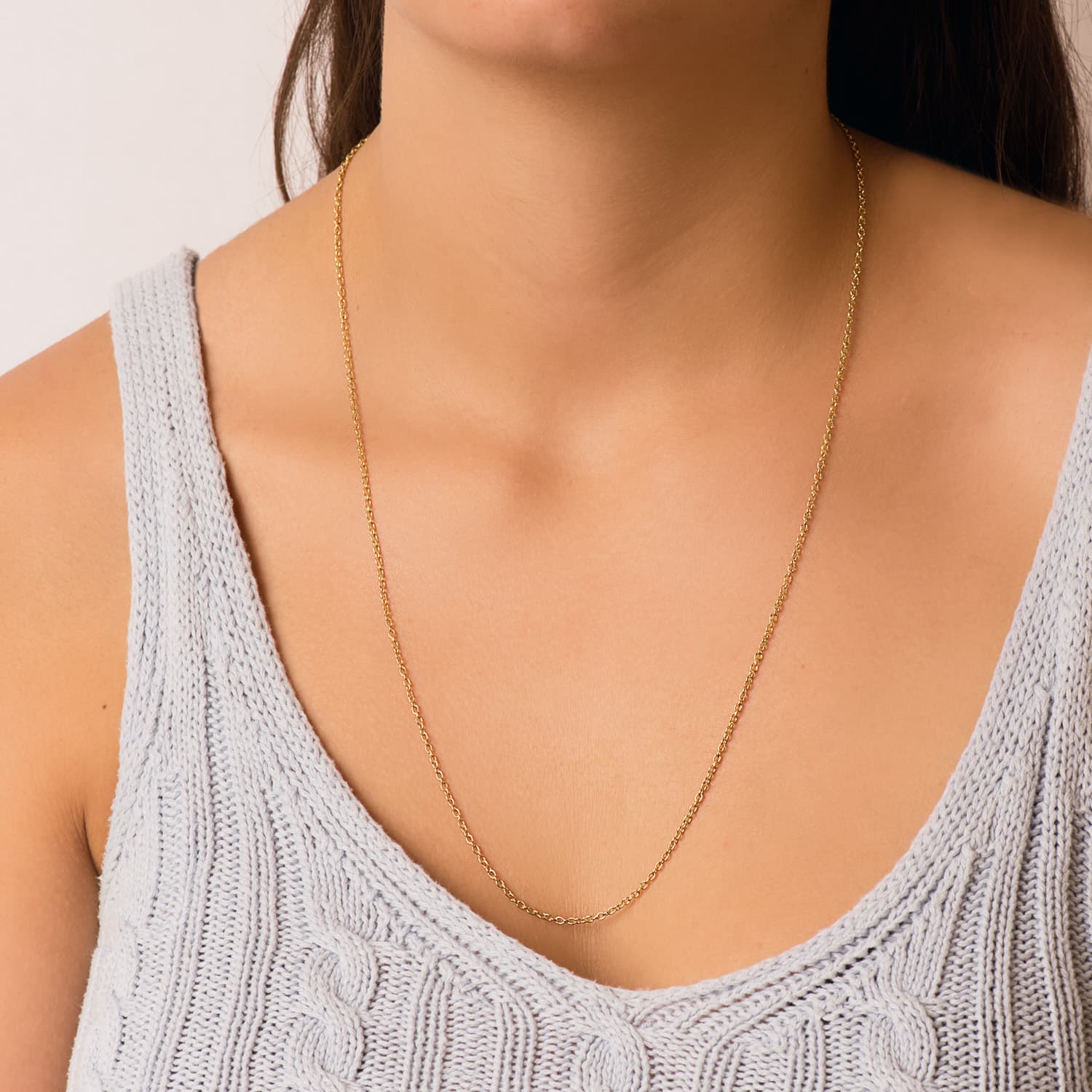 18K Yellow Gold Solid Forced Chain Width: 1.9mm Length: 60 cm