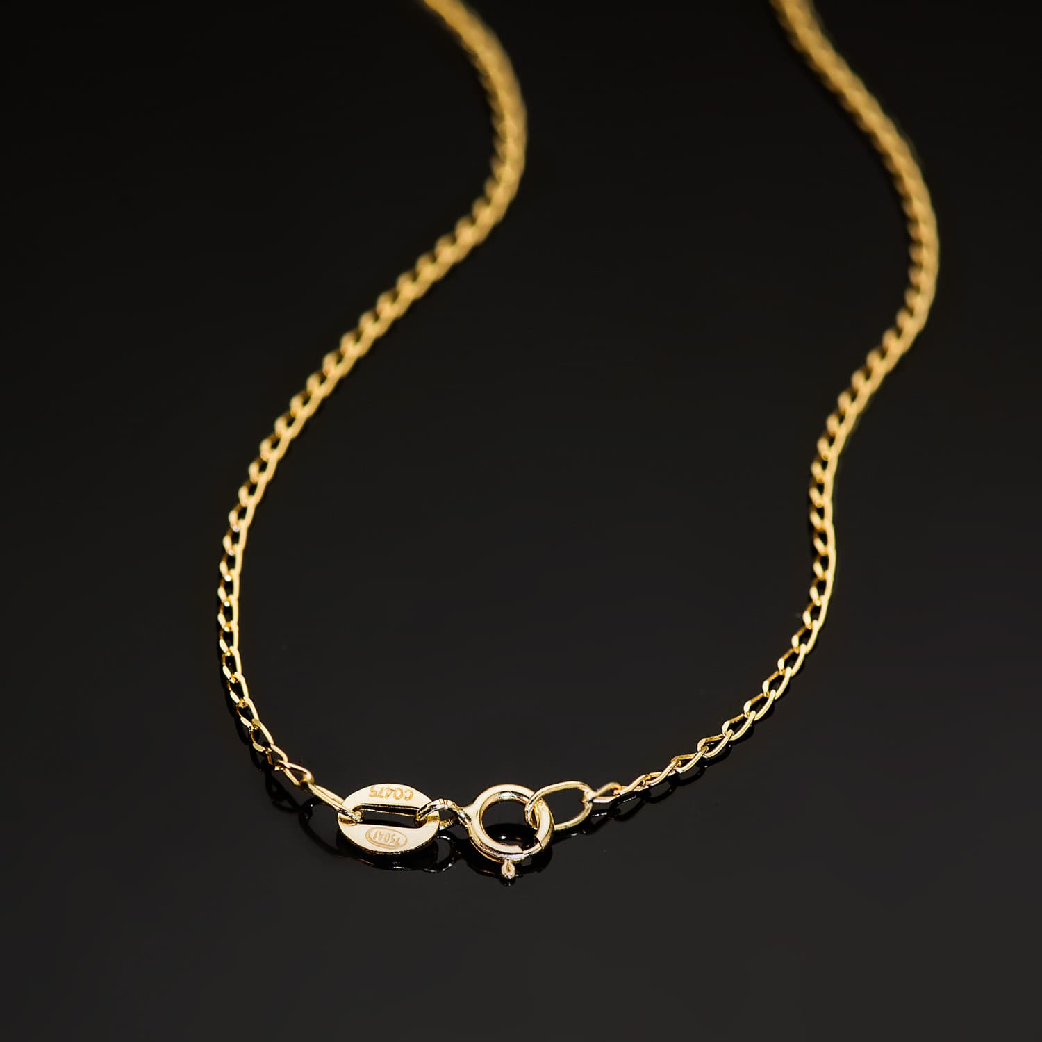 18K Catena Oro Giallo Bilbao Massiccia Larghezza: 1mm Lunghezza: 45 cm