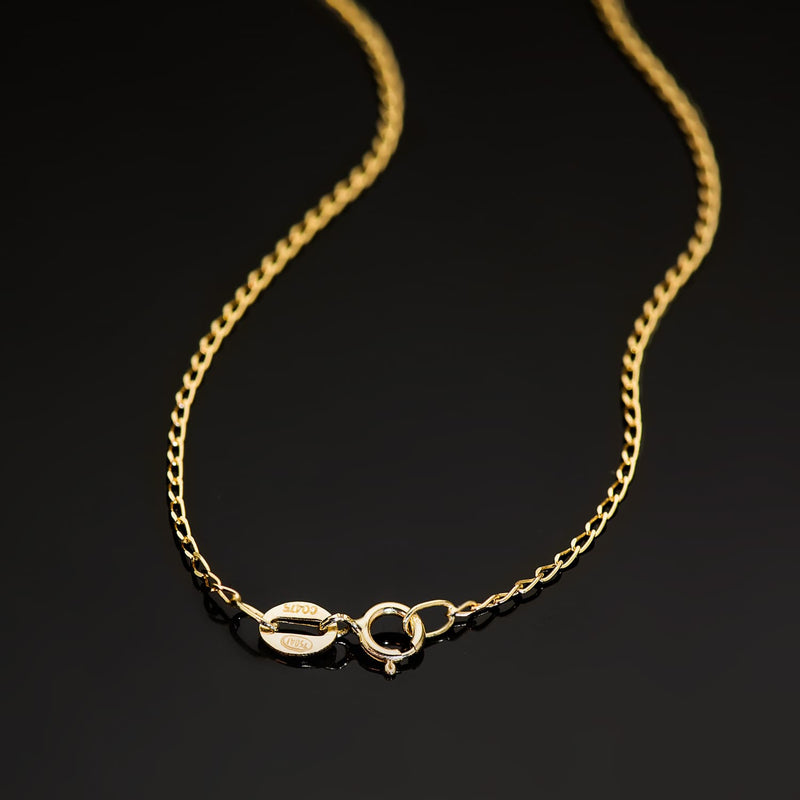18K Yellow Gold Chain Bilbao Solid Width: 1mm Length: 45 cm