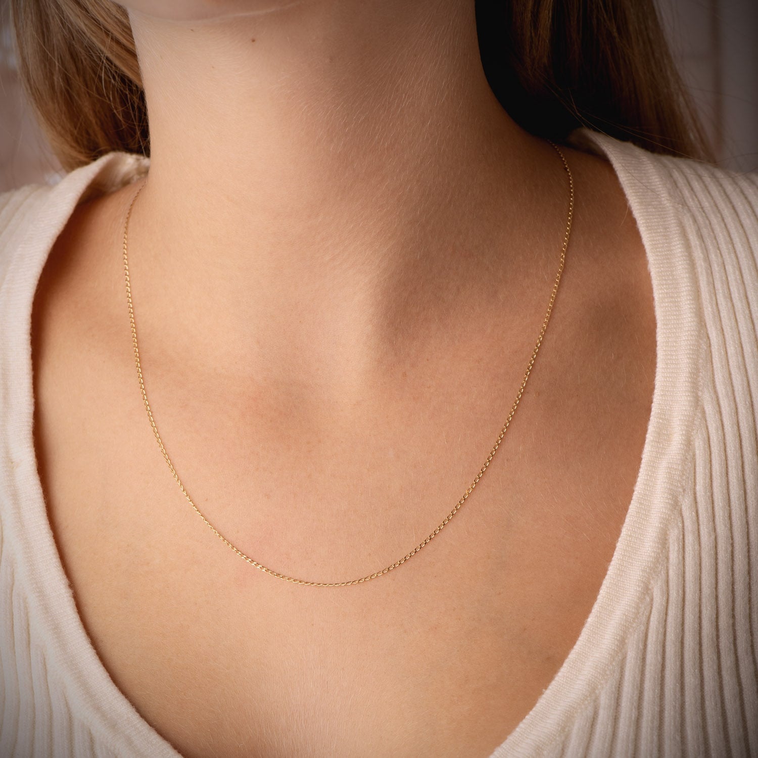 18K Cadena Maciza Bilbao 50 cm 1 mm