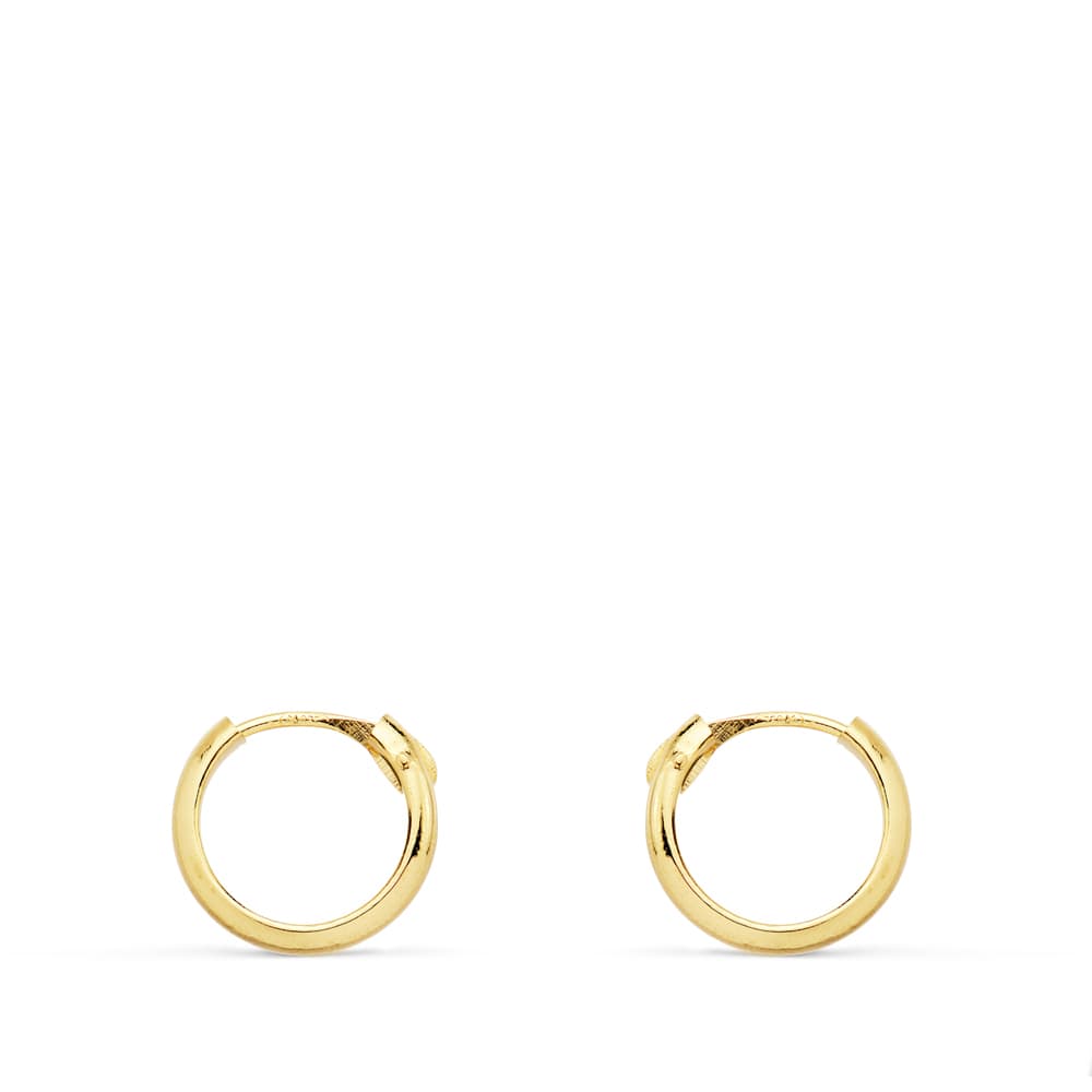 18K Hollow Yellow Gold Half-Round Lightweight Hoops. 10x2 mm