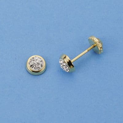 18K Yellow Gold Round Earrings with 5 mm Cubic Zirconia