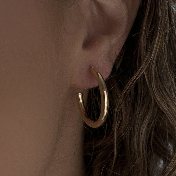 Simple and Classic Small Gold Silver Hoop Earrings 26 mm