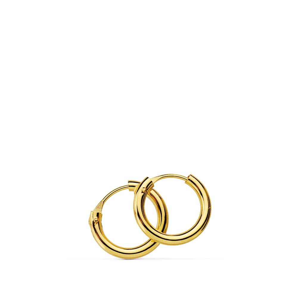 18K Orecchini Rotondi Lisci Leggeri 10x1.50 mm