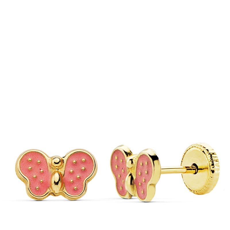 18K Pink Butterfly Earrings 7X5 mm