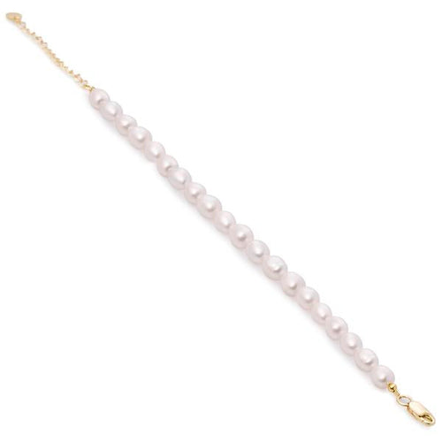 Pulsera con perlas en plata diseño fino dorado