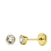 18K Yellow Gold Round Zirconia Earrings 3 mm