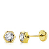 18K Yellow Gold Hexagon Zirconia Earrings 4 mm