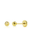 18K Yellow Gold Earrings Carved Ball 3 mm Thread