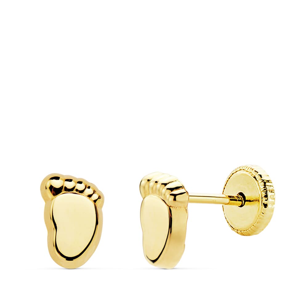Boucles d'oreilles 18K or jaune pied bébé lisse 6.5X4 mm