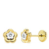 18K Bicolor Gold Flower Earrings 6X6 mm