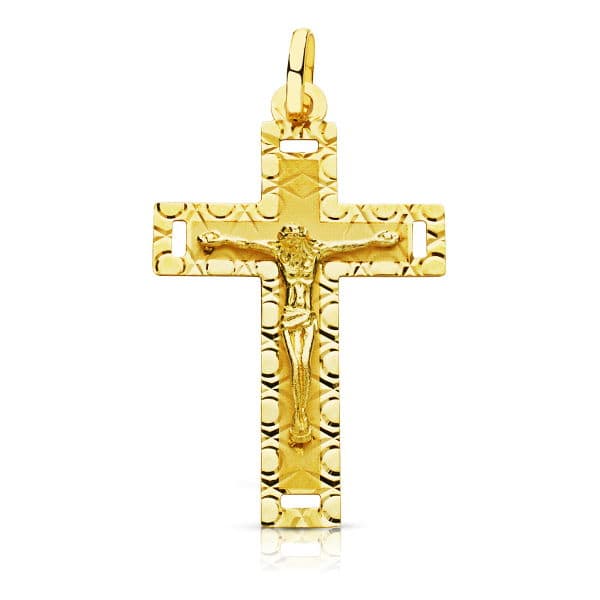 18K Carved Christ Cross 35x22 mm