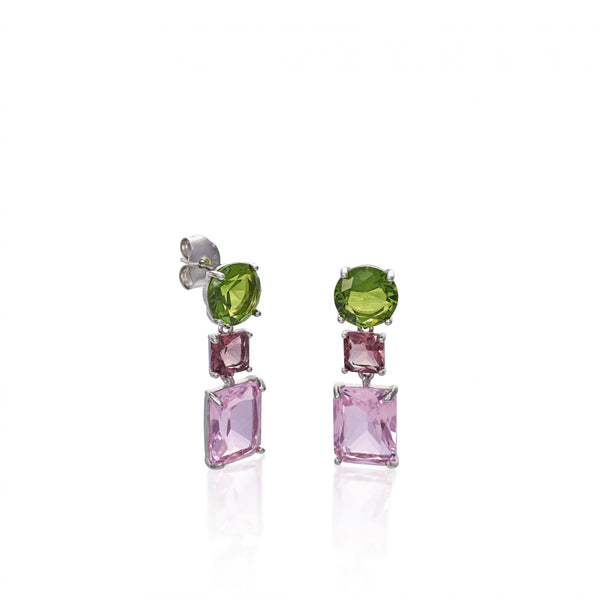 Transparent design colored stone earrings